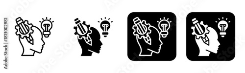 Design Thinking Icon Line and Black Fill Style Collection