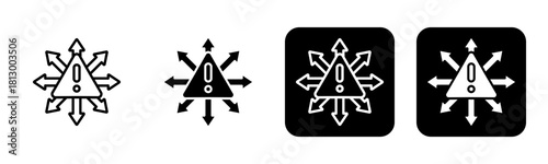 Risk Management Icon Line and Black Fill Style Collection