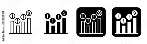Market Analysis Icon Line and Black Fill Style Collection