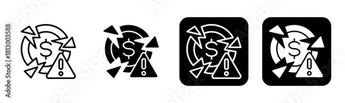 Financial Risk Icon Line and Black Fill Style Collection