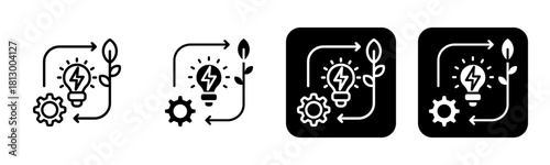 Energy Efficiency Icon Line and Black Fill Style Collection