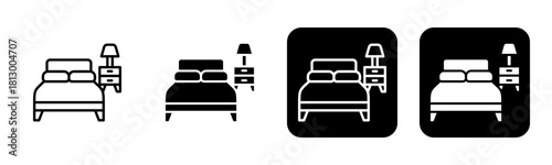 Bedroom Icon Line and Black Fill Style Collection