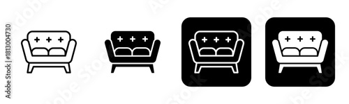 Sofa Icon Line and Black Fill Style Collection