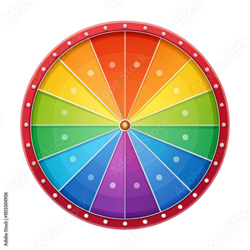 Spin the vibrant rainbow wheel of fortune for exciting game show prizes and promotional giveaways