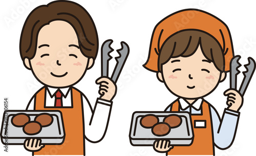 惣菜を作るスーパーの店員