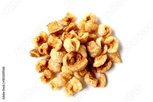 Crispy pork cracklings, a crunchy savory snack.