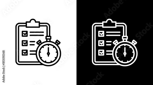 Timely Reporting White Icon Set Design
