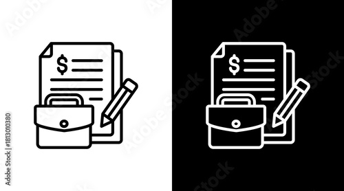 Business Contract White Icon Set Design