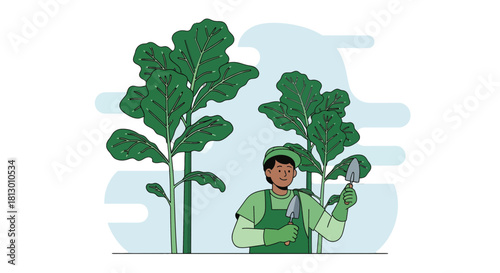 Gardener Cultivating Plants Under the Lush Foliage to Cultivate Beauty And Growth