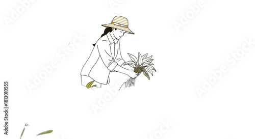 Harvesting Time: A Farmer's Diligence Depicted In Simple But Elegant Illustration