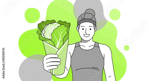 Healthy And Happy Woman Holding a Delicious Vegetable Wrap, Fresh and Nutritious
