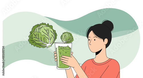 Healthy Lifestyle Choice Depicted: A Woman Enjoying a Nutritious Juice