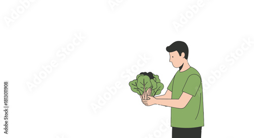 Healthy Lifestyle Concept Depicting Person Holding Freshly Harvested Greens