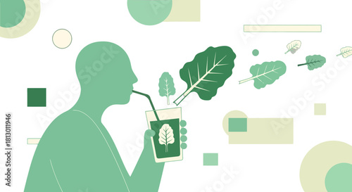 Healthy Lifestyle Concept: Enjoying A Nutritious Drink For Enhanced Wellbeing Visual