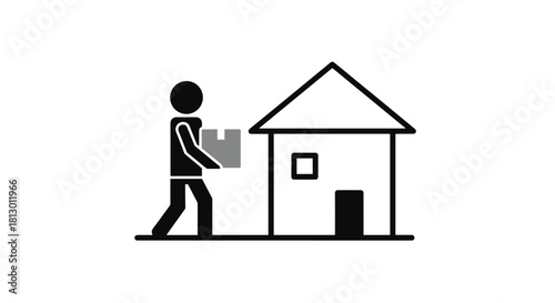 Seamless Moving Experience Illustration Delivering Boxes Safely To Your New Home Perfect For Real Estate And Relocation Services Simple and Clean Design, Generative AI.