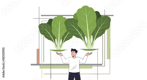 Healthy Lifestyle Concept Depicting A Person Balancing Fresh Vegetables on Both Hands