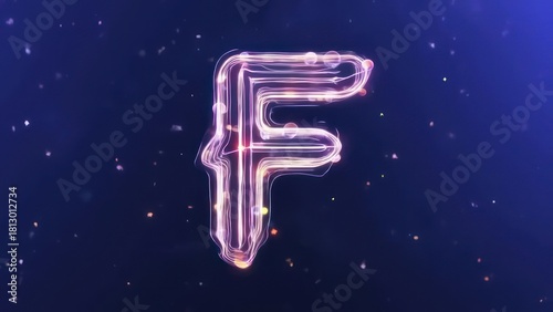 A glowing, stylized capital letter F.  Abstract, light trails