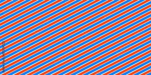 Barber shop pole background. Abstract diagonal line seamless pattern. Striped repeating wallpaper. Red, white and blue repeating texture. Wrapping paper backdrop. Vector decoration
