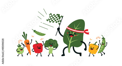 Healthy Vegetable Characters Race Toward Victory, Celebrating a Healthy Living Lifestyle