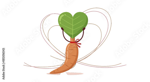 Heart Leaf Root Vegetable Holding Love Shaped Tendrils On A Black Background