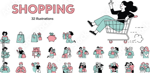 Shopping Illustrations A Collection of 32 Engaging Visuals for E-commerce & Retail Designs