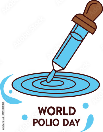 Polio Awareness Design Featuring Dropper and Light Blue Background.