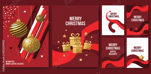 Festive Christmas Card Designs Elegant Holiday Greetings with Ornaments and Gifts for Celebration