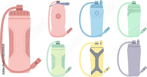 Colorful Water Bottles Collection in Soft Pastel Shades for Fitness and Outdoor Use