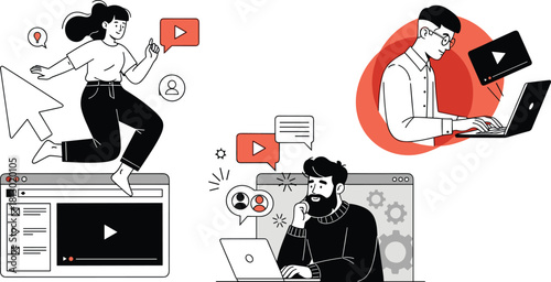 Online Communication and Digital Marketing with People Interacting and Sharing Content