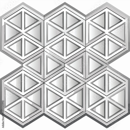 Silver Hexagonal Geometric Pattern with Triangle Insets