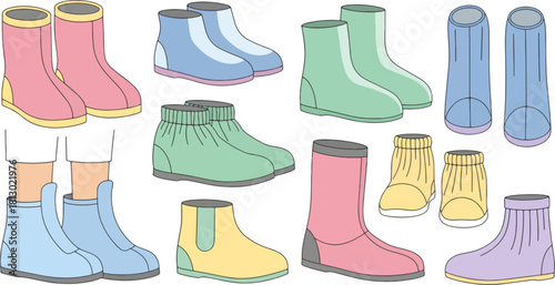 Colorful Children's Rubber Boots in Various Styles and Colors for Kids