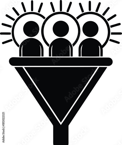 Colorful marketing sales funnel stages with icons and arrows