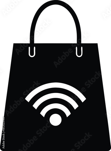 Shopping bag with a strong wi fi signal indicator