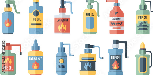 Collection of Fire Gel Bottles Emergency Fire Suppression Equipment