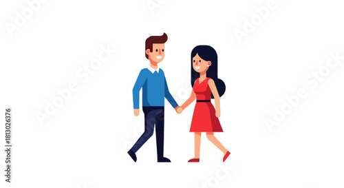 Joyful Couple Walking Side By Side, Expressing Love and Companionship Together Always