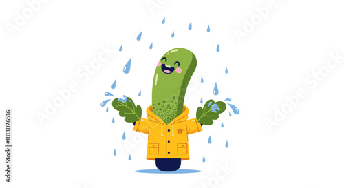 Joyful Raindrop Character Receives A Cheerful Embrace Of The Precipitation