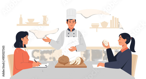 Kitchen Presentation: Chef Explains Ingredients to Audience and Demonstrates Cooking