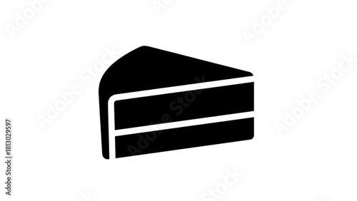 Vector illustration of black and white icon or silhouette of a slice of layered cake isolated on transparent background 