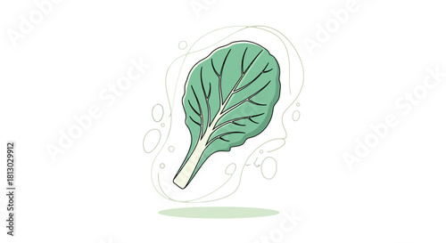 Minimalist Leaf Illustration in Black Background Representing Organic and Healthy Eating