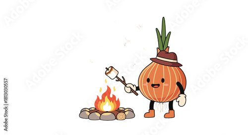 Onion Roasting Marshmallow by Fire Under the Stars Creating a Cozy Vibe