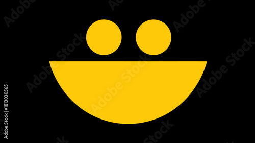 Minimalist yellow smiley face graphic on black background representing happiness, joy, and positive emotions.