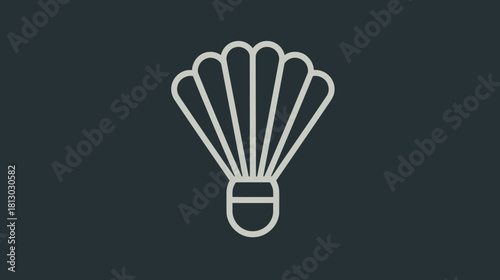 Badminton shuttlecock vector icon. Sport game equipment outline illustration on dark background. Shuttle cock symbol.