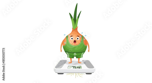 Onion Vegetable Exercising and Concerned About Weight On a Black Background
