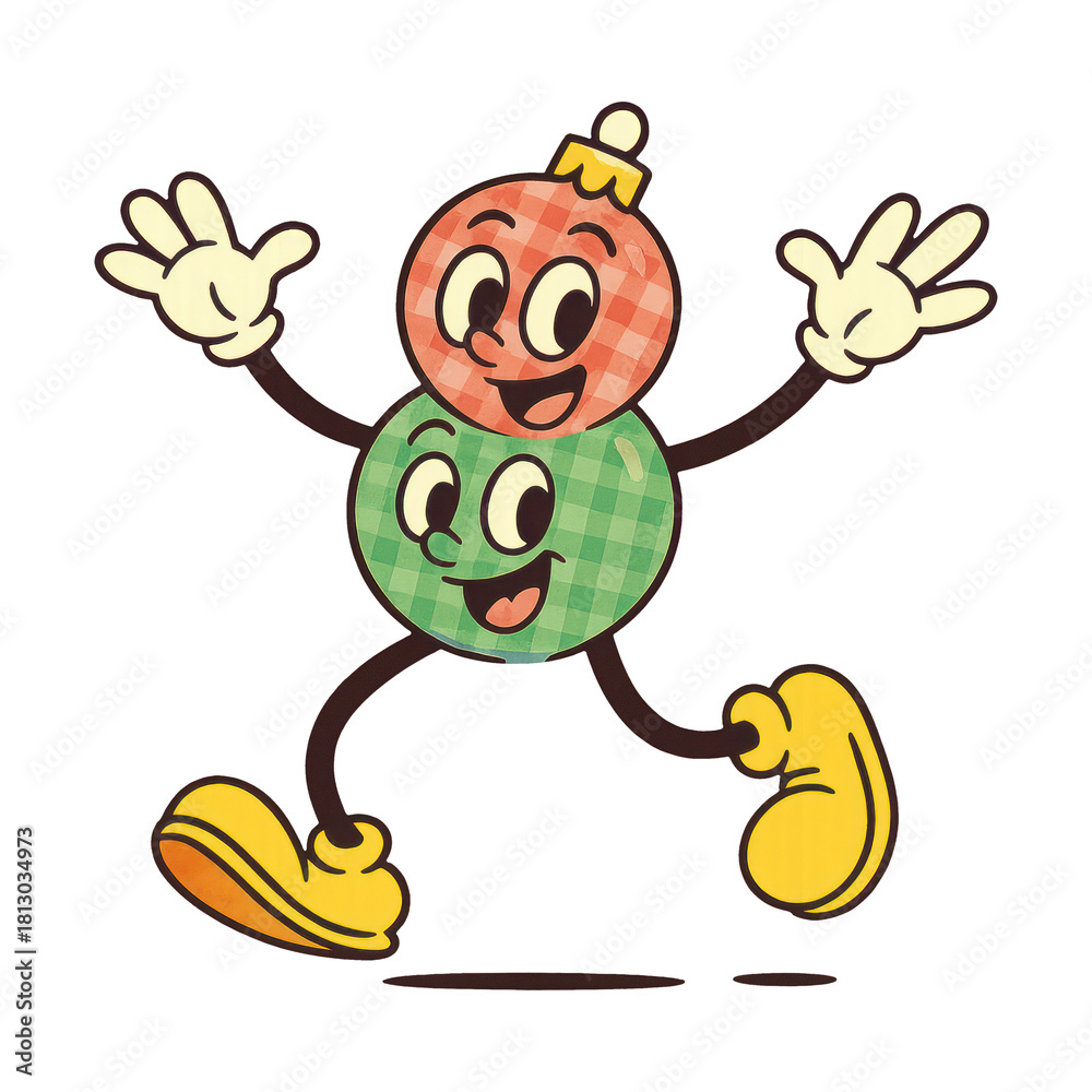 Naklejka premium PNG Retro cartoon festive ornaments illustration.