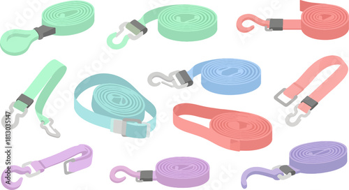 Colorful Collapsible Lanyards in Pastel Shades Set for Keys IDs or Badges