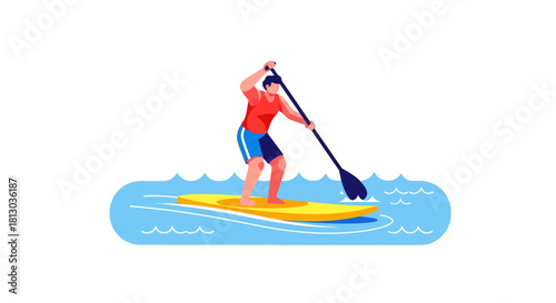 Paddleboarding Adventure: Coastal Recreation Depiction on the Open Water for Sport Enthusiasts