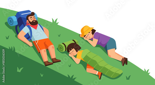 Resting Campers: Peaceful Naptime Under The Sun With Sleeping Bags and Happiness