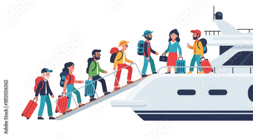 People Boarding a Luxurious Yacht for a Memorable Voyage and Amazing Expedition