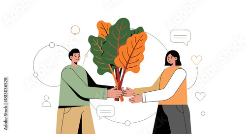People Exchanging Natural Bouquet: A Symbol of Growth, Collaboration, And Generosity
