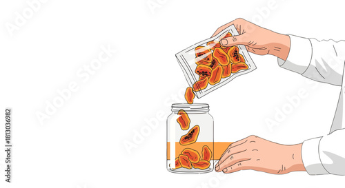 Preserving Delicious Dried Fruit in a Glass Jar with Food Preparation Concept